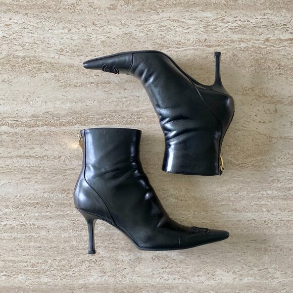 Vintage Chanel Mesh CC Ankle Boots - Picture 2 of 9